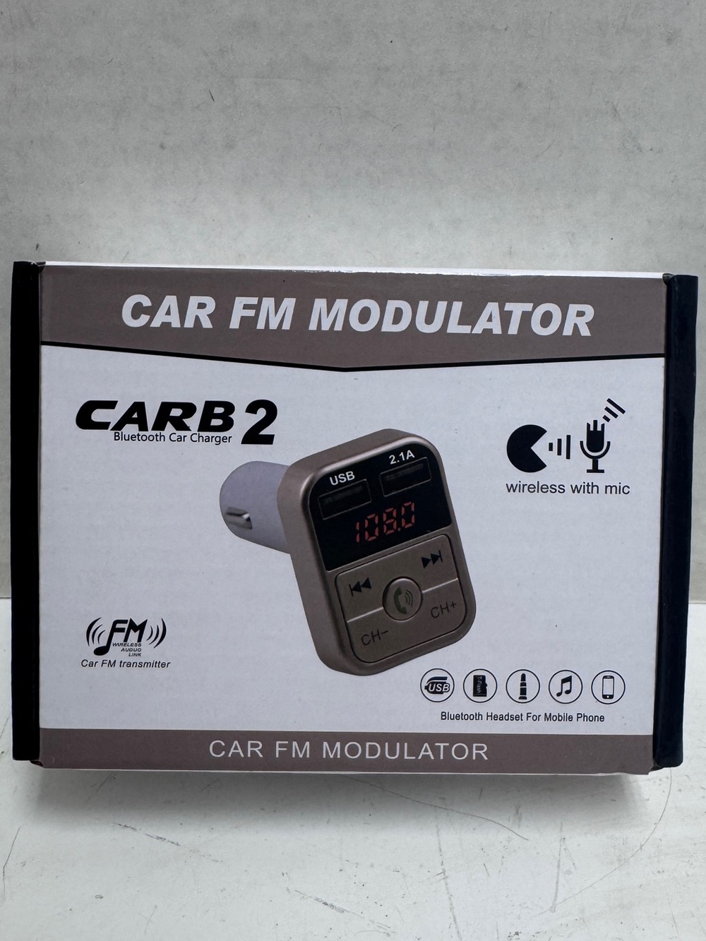 Car FM Modulator Bluetooth Car Charger Black Carb 2 Brand New in the Box